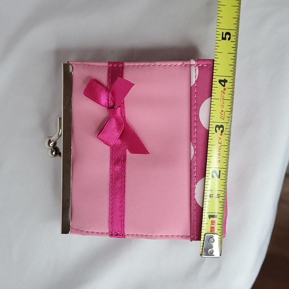 Pink Polka Dot Wallet Coin Purse with Bow New Horizon Dance 4 x 4 in - Picture 3 of 12